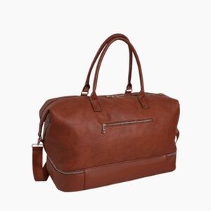 Ellen Tracy Rich Brown Pebble Grain Duffel Bag 22x11.75”x18